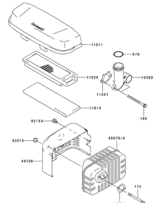 Fj180v-As08 Air Filter And Muffler Diagram and Parts List for 56A443TH (750-XP)(2008 & Before) Cub Cadet Lawn Mower